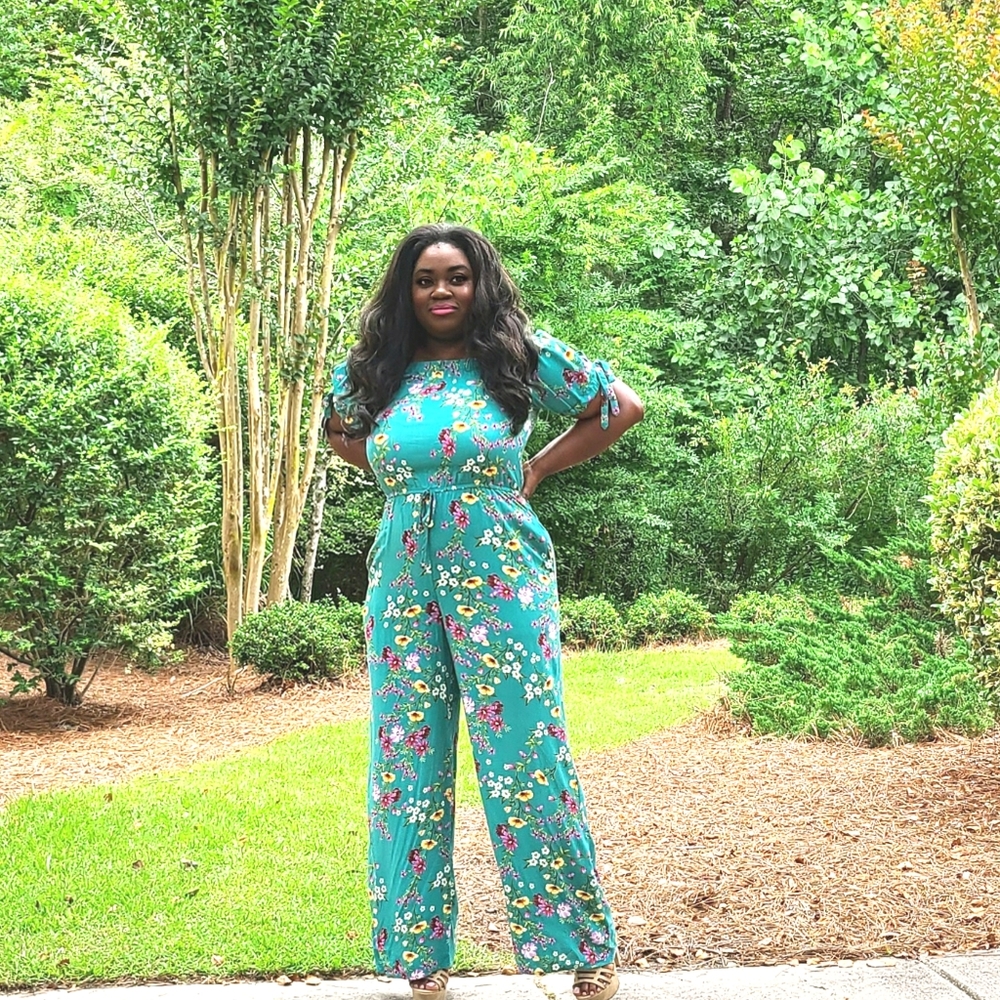 Floral Print Off Shoulder Jumpsuit